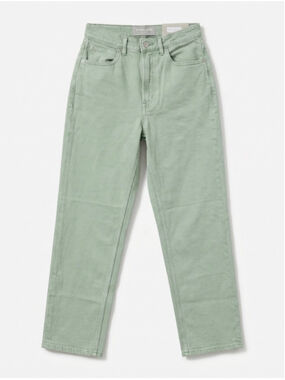 EVERLANE The Way-High Sage Green Denim Jeans Highwaisted Straight Leg, Sz 26